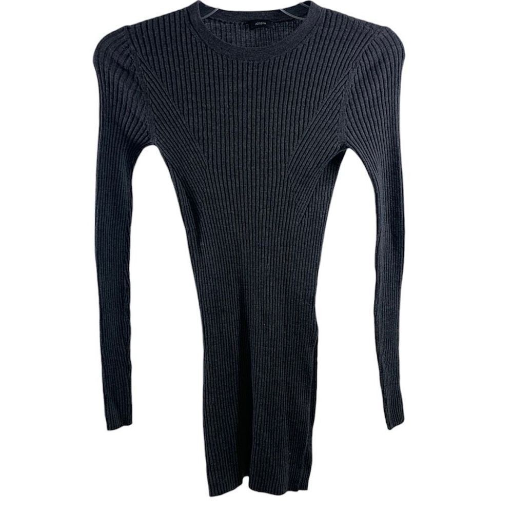 Joseph Gray Long Sleeve Ribbed Mini Dress Size S